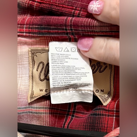 🤠 Wrangler 2XL Red Plaid Button Down Shirt - Picture 4 of 4
